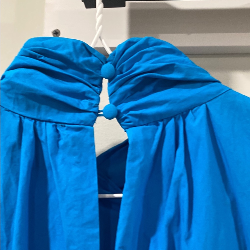 Line & Dot Vibrant Blue Ruffle Sleeve Dress - Picture 4 of 5